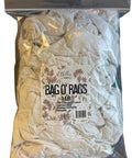 Image of Bag O' Rags. 1 pound bag of shop rags. 100% Recycled Cotton. Lint Free Cloth. Machine Washable. Reusable.