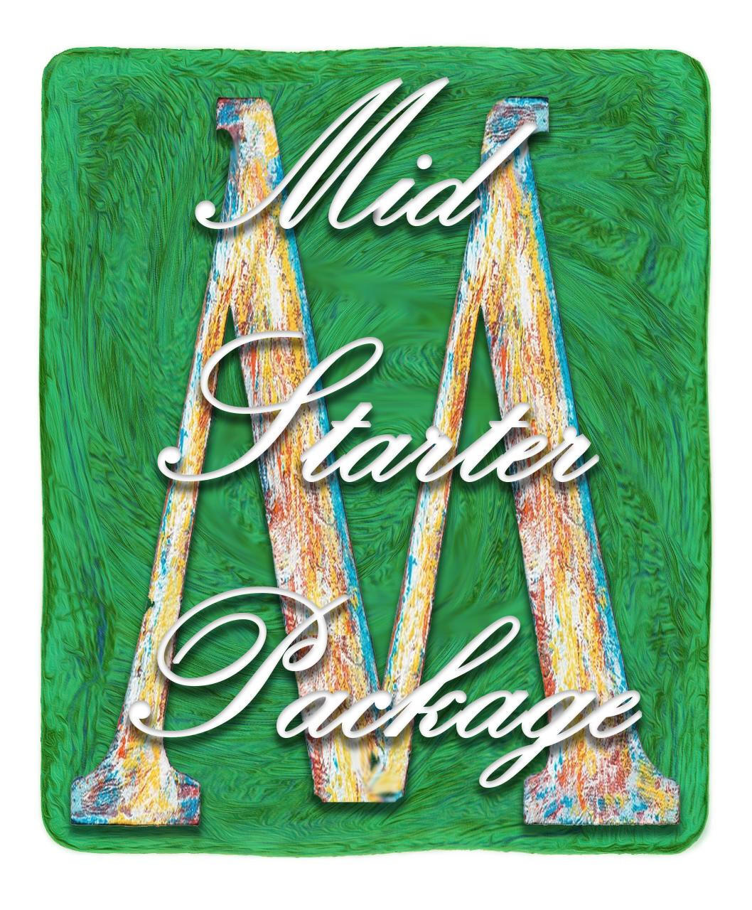 Dixie Belle Paint Mid Starter Package. Green background with M Mid Starter Pack Logo.