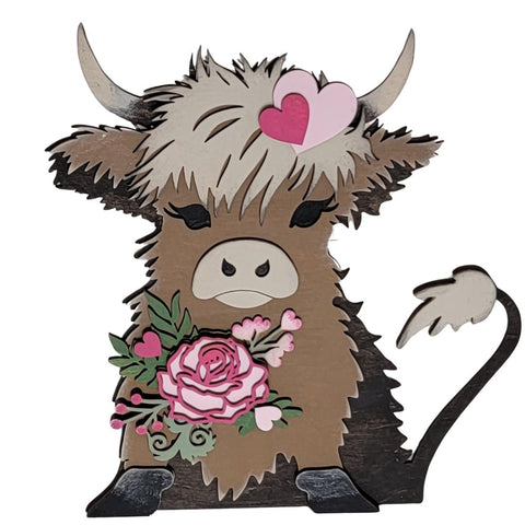 Heidi the Highland Cow Wood Cutouts