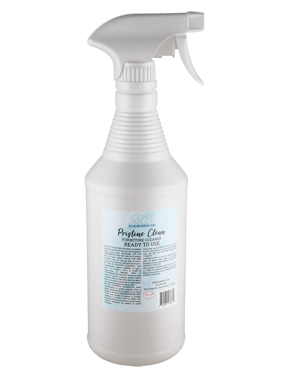 Image of 32 oz. Ready to Use Pristine Clean Furniture Cleaner. Large white spray bottle on white background.