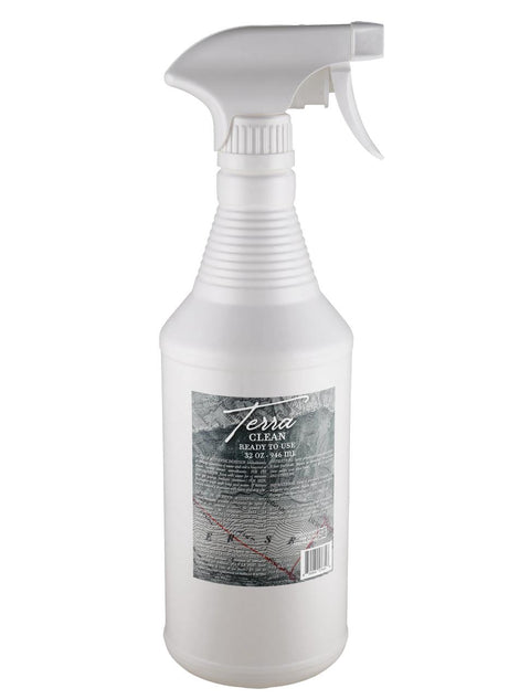 32 oz. Ready to Use Terra Clean. Large white spray bottle on white background.