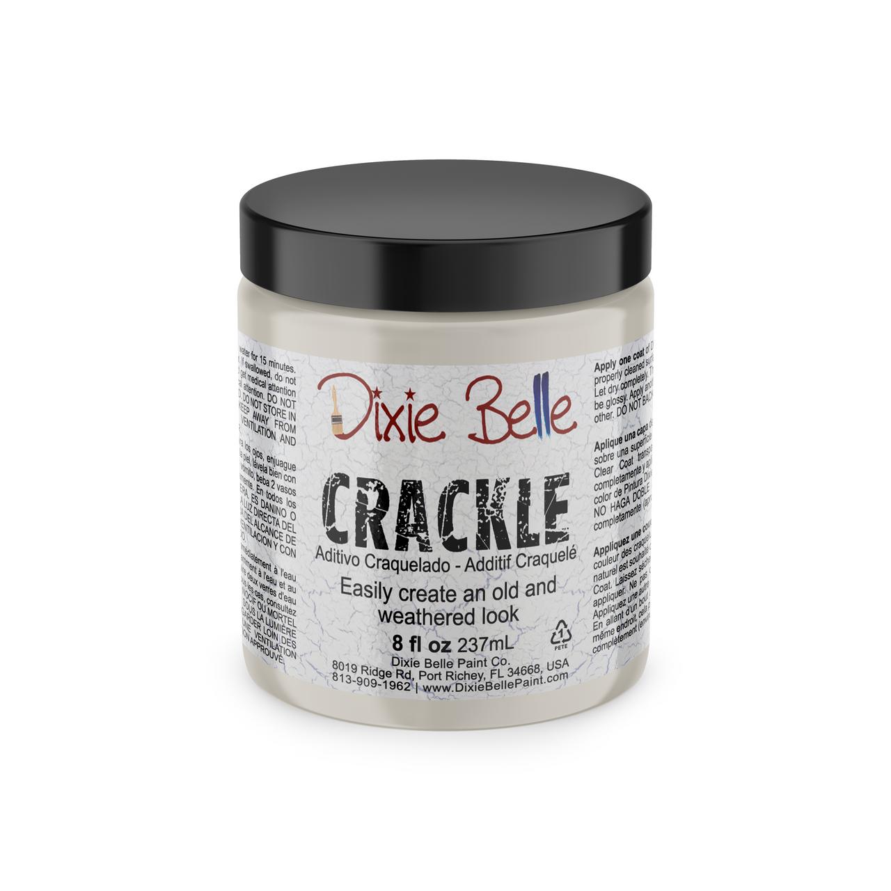 Dixie Belle Paint Crackle. A product image of the front label of the crackle on the transparent background.