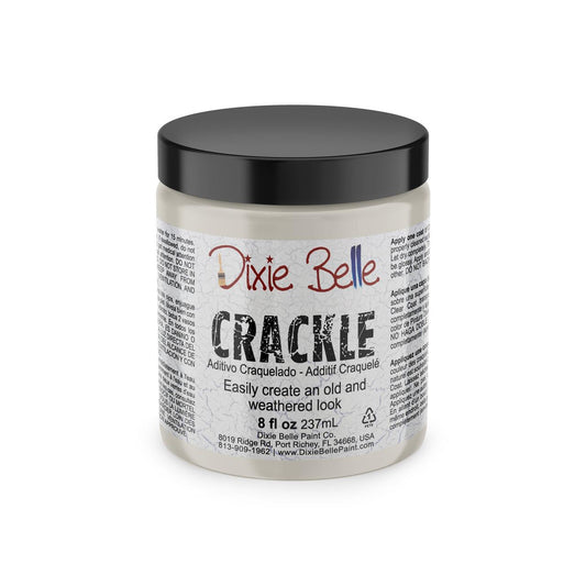 Dixie Belle Paint Crackle. A product image of the front label of the crackle on the transparent background.