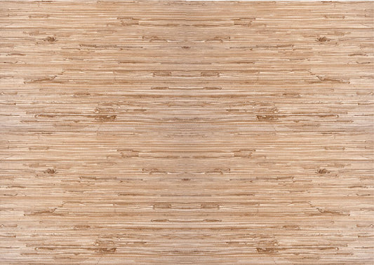 Seamless wood texture with a natural, light brown color. The surface features a symmetrical pattern with subtle grain details and knots, giving it an organic and polished appearance. Ideal for backgrounds or design elements.