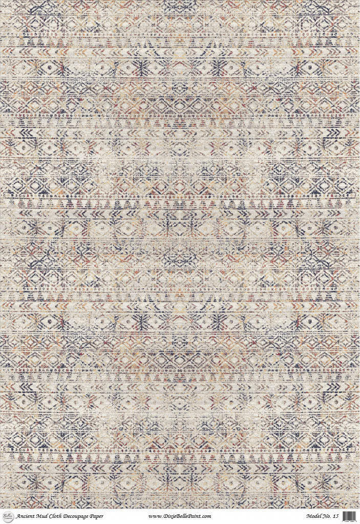 Belles and Whistles Ancient Mud Cloth - A1 Rice Decoupage Paper is a simple way to visually enhance any surface of your project! Ancient Mud Cloth decoupage image.