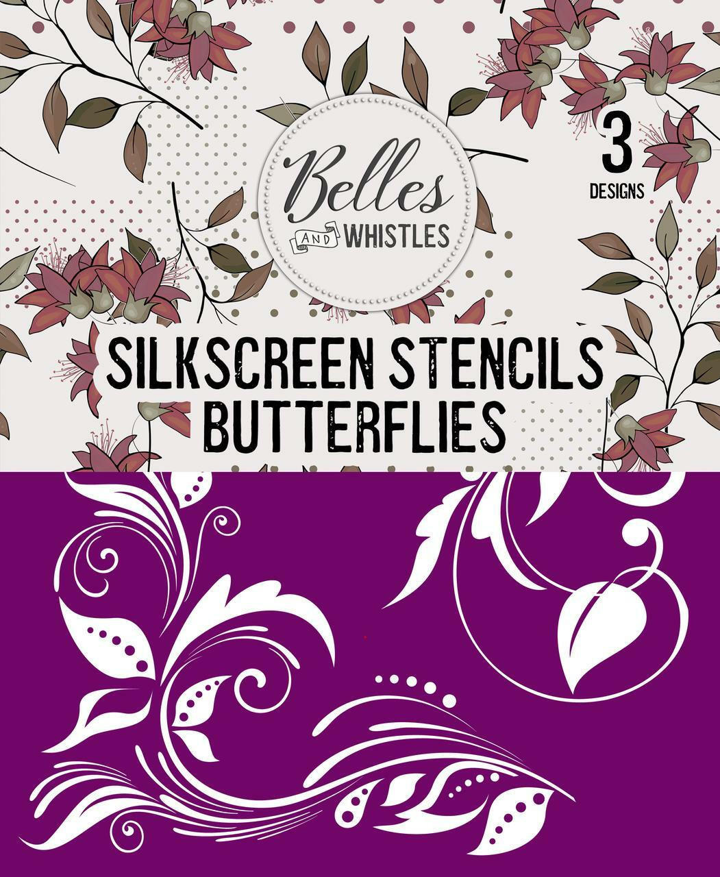 Belles and Whistles Butterflies - Silkscreen Stencil provides an extra decorative touch to any project!
Front package of the Butterflies - Silkscreen Stencil