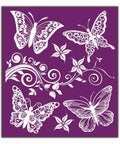 Belles and Whistles Butterflies - Silkscreen Stencil provides an extra decorative touch to any project!
The patterns of lace butterflies on the Butterflies - Silkscreen Stencil.