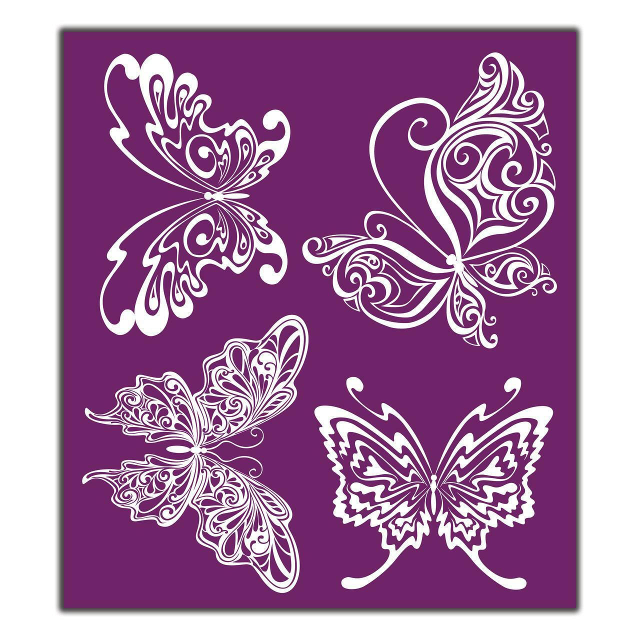 Belles and Whistles Butterflies - Silkscreen Stencil provides an extra decorative touch to any project!
The patterns of butterflies on the Butterflies - Silkscreen Stencil.