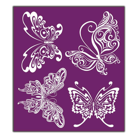 Belles and Whistles Butterflies - Silkscreen Stencil provides an extra decorative touch to any project!
The patterns of butterflies on the Butterflies - Silkscreen Stencil.