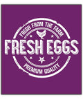 Belles and Whistles Farmhouse - Silkscreen Stencil provides an extra decorative touch to any project! Fresh Eggs large in the middle of a circle, Fresh From The Farm on top in a curved design, with a chicken underneath and 2 small stars next to the chicken. Premium Quality on the bottom in a curved design, with a large star above it and 2 smaller starts next to it.