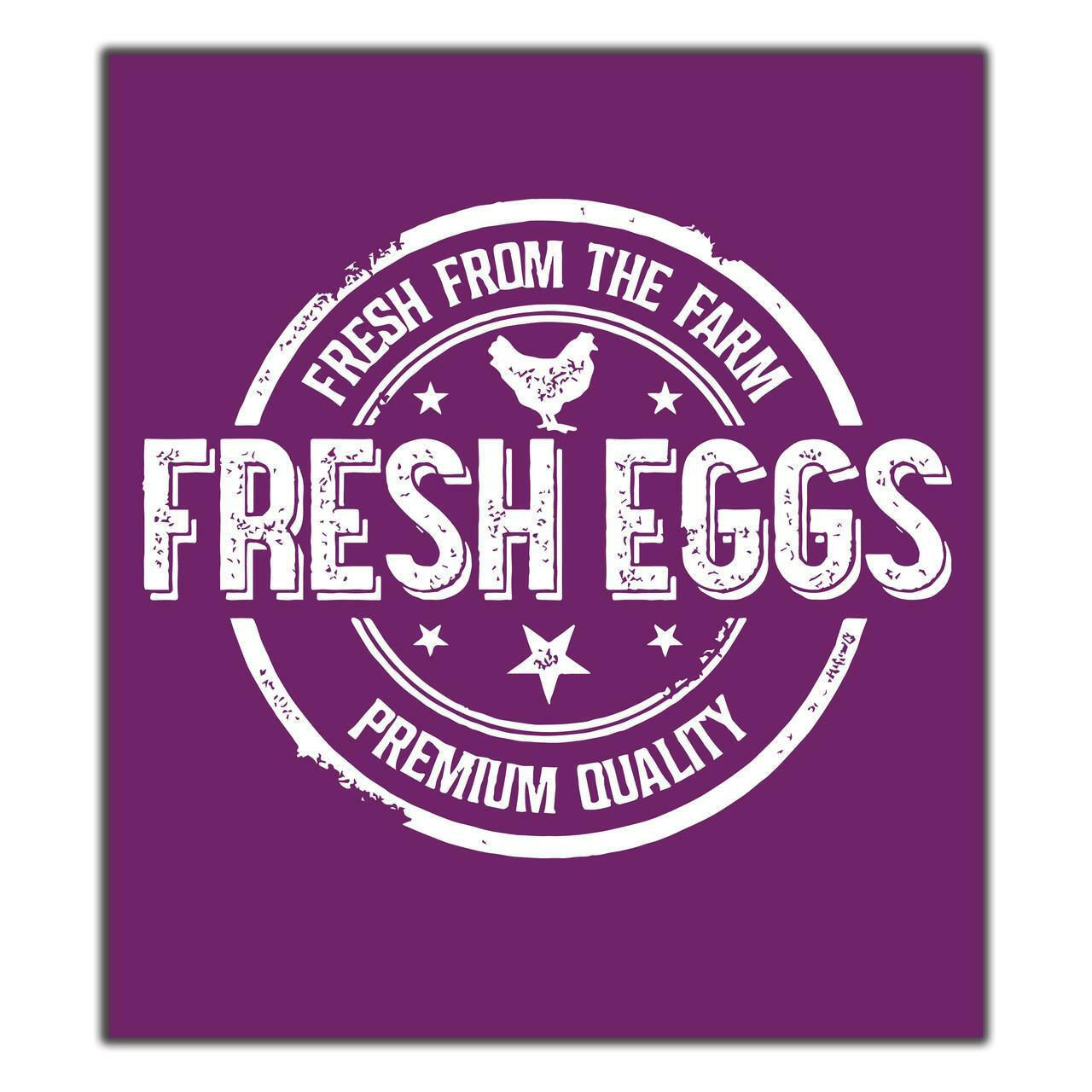 Belles and Whistles Farmhouse - Silkscreen Stencil provides an extra decorative touch to any project! Fresh Eggs large in the middle of a circle, Fresh From The Farm on top in a curved design, with a chicken underneath and 2 small stars next to the chicken. Premium Quality on the bottom in a curved design, with a large star above it and 2 smaller starts next to it.