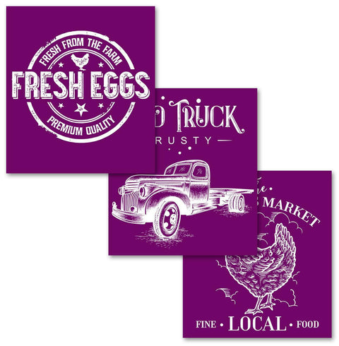 Belles and Whistles Farmhouse - Silkscreen Stencil provides an extra decorative touch to any project! Image of the 3 designs that are included in the Farmhouse Silkscreen Stencil.