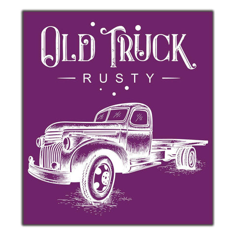Belles and Whistles Farmhouse - Silkscreen Stencil provides an extra decorative touch to any project! "Old Truck", "Rusty", old looking truck with a flatbed on dirt and grass.