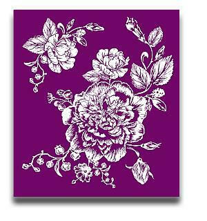 Belles and Whistles Floral - Silkscreen Stencil provides an extra decorative touch to your project!
Layout of the Floral - Silkscreen Stencil