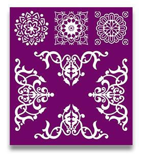 Belles and Whistles Mosaic - Silkscreen Stencil provides an extra decorative touch to any project! Design three of Belles and Whistles Mosaic Silkscreen Stencil intricate scroll design.