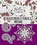 Belles and Whistles Mosaic - Silkscreen Stencil provides an extra decorative touch to any project! Belles and Whistles Mosaic Silkscreen Stencil package with 3 designs.