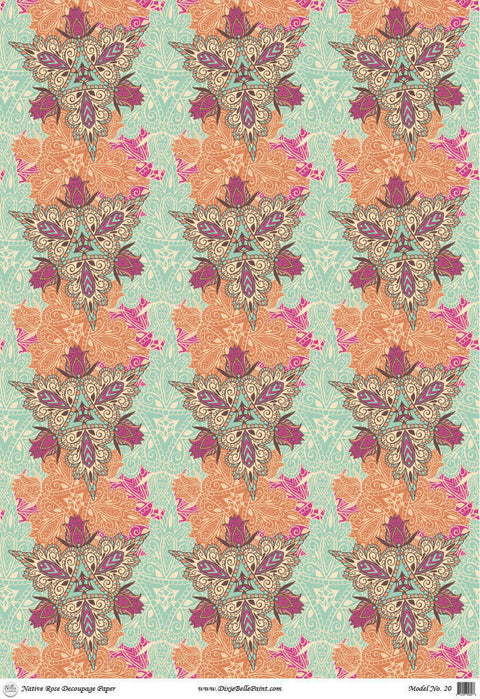 Belles and Whistles Native Rose - A1 Rice Decoupage Paper is a simple way to visually enhance any surface of your project! Lay out of Native rose decoupage native rose design with large, bright, orange hips and clusters pink flowers