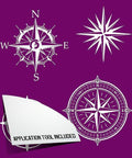 Belles and Whistles Nautical - Silkscreen Stencil provides an extra decorative touch to any project! Belles and whistle Silk screen nautical stencil layout design of compasses and application tool included.