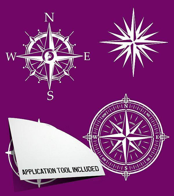 Belles and Whistles Nautical - Silkscreen Stencil provides an extra decorative touch to any project! Belles and whistle Silk screen nautical stencil layout design of compasses and application tool included.