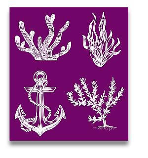 Belles and Whistles Nautical - Silkscreen Stencil provides an extra decorative touch to any project! Belles and whistle Silk screen nautical stencil layout design of 3 coral reefs and one anchor.