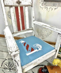 Belles and Whistles Nautical - Silkscreen Stencil provides an extra decorative touch to any project! Weathered white chalk painted chair with a blue painted seat with lighthouse stencil painted on.