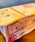 Belles and Whistles Patterns - Silkscreen Stencil provides an extra decorative touch to any project! Distressed jewelry box with roses stenciled on and Polk a dots pattern stencil.