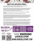 Belles and Whistles Western Boho - Silkscreen Stencil provides an extra decorative touch to any project!  Digital image of detailed instruction sheet for how to apply Western Boho Silk Screen Stencil.
