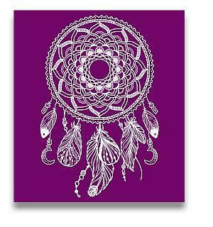 Belles and Whistles Western Boho - Silkscreen Stencil provides an extra decorative touch to any project!  Digital image of the dreamcatcher page of the Western Boho Silkscreen Stencil on a white background.