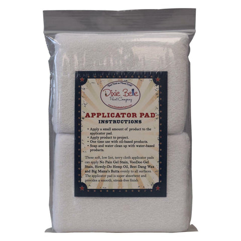 Dixie Belle Paint Applicator Pads (Pkg of 2). Image of white applicator pads inside packaging against white background.