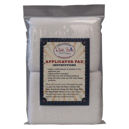 Dixie Belle Paint Applicator Pads (Pkg of 2). Image of white applicator pads inside packaging against white background.