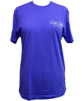 Dixie Belle Paint DBP T-Shirt.  This shows a blue, short sleeved t-shirt on a women's mannequin with a transparent background.