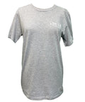 Dixie Belle Paint DBP T-Shirt.  This shows a gray, short sleeved t-shirt on a women's mannequin with a transparent background.