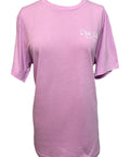 Dixie Belle Paint DBP T-Shirt.  This shows a pink, short sleeved t-shirt on a women's mannequin with a transparent background.