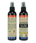 Dixie Belle Paint Easy Peasy™ Spray Wax 8oz. Front and back picture of a black bottle of Easy Peasy Spray Wax.
