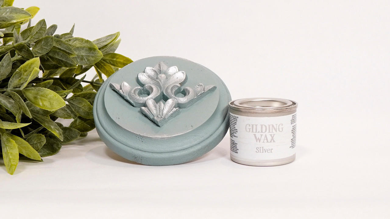 Dixie Belle Paint Gilding Wax in the color Silver.