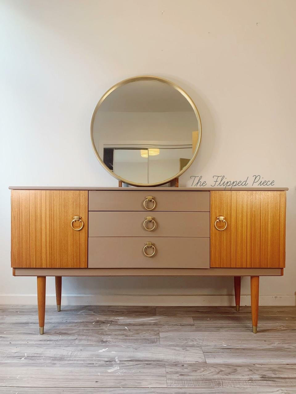 Dixie Belle Paint Mud Puddle Chalk Mineral Paint is the perfect paint for any DIY project! mid century modern dresser painted in Dixie Belle Paint Mud Puddle Chalk Mineral Paint.