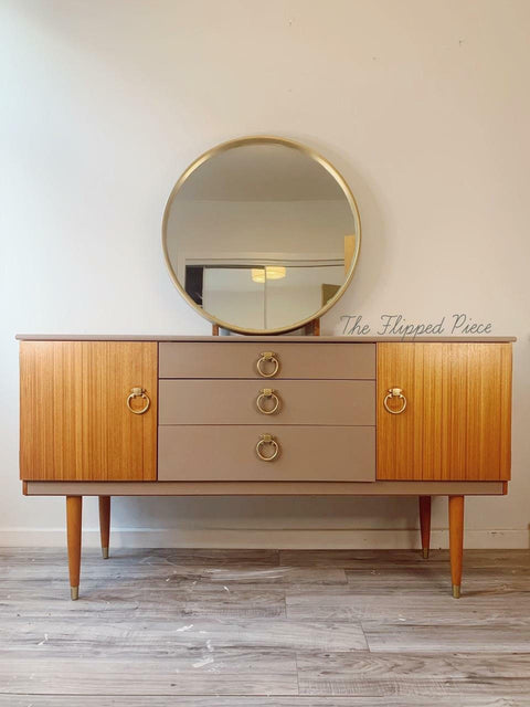 Dixie Belle Paint Mud Puddle Chalk Mineral Paint is the perfect paint for any DIY project! mid century modern dresser painted in Dixie Belle Paint Mud Puddle Chalk Mineral Paint.