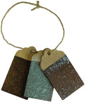 Dixie Belle Paint Patina Sample. 3 Wood tags painted with the 3 patina colors on a twine string Copper, iron, and bronze.