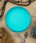 Dixie Belle Paint Pure Ocean Chalk Mineral Paint is the perfect paint for any DIY project! Top view of open light blue paint can staged with sea shells, sponge, and rope.