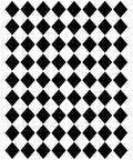Belles and Whistles Harlequin - Stencil provides an extra decorative touch to any project!
This stencil looks like the top of a Jester's outfit.  There are a row of black diamonds and the row underneath is a row of white diamonds and that continues for 13 more rows. There are 8 diamonds in each row.  To the right of the diamonds is the word Harlequin with blue lettering.