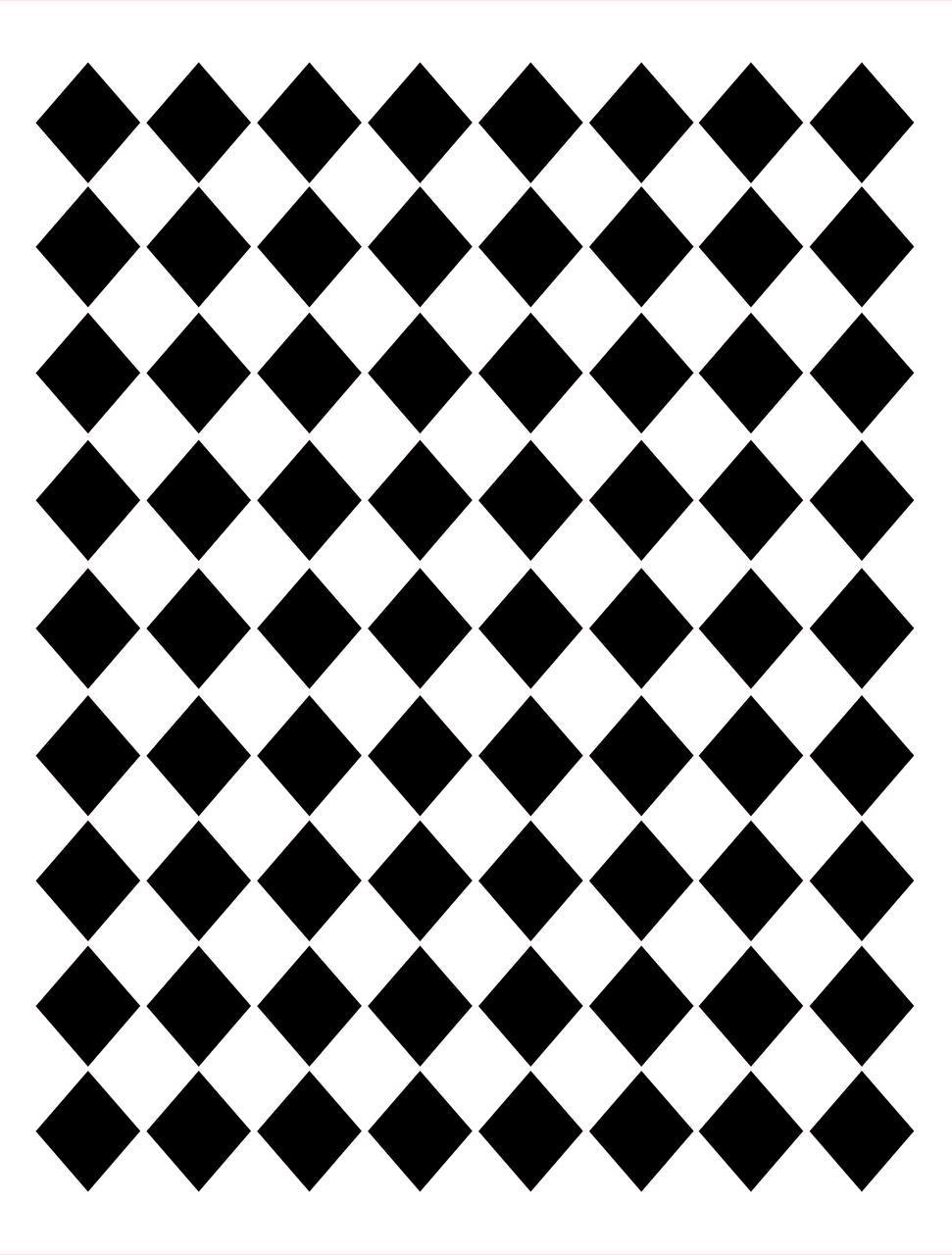 Belles and Whistles Harlequin - Stencil provides an extra decorative touch to any project!
This stencil looks like the top of a Jester's outfit.  There are a row of black diamonds and the row underneath is a row of white diamonds and that continues for 13 more rows. There are 8 diamonds in each row.  To the right of the diamonds is the word Harlequin with blue lettering.