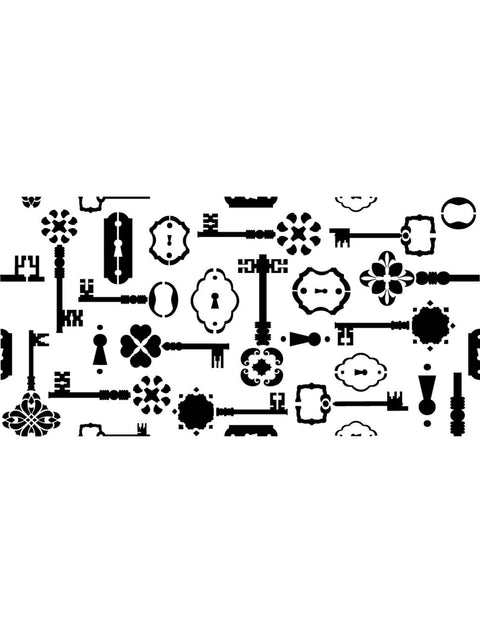 Belles and Whistles Key to Success - Stencil provides an extra decorative touch to any project! Image of Key to Success stencil, about 20 different designs of keys and keyholes.