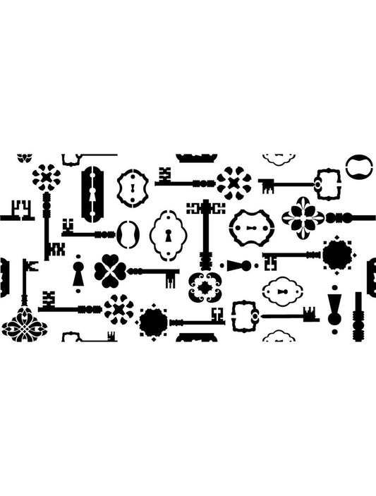 Belles and Whistles Key to Success - Stencil provides an extra decorative touch to any project! Image of Key to Success stencil, about 20 different designs of keys and keyholes.