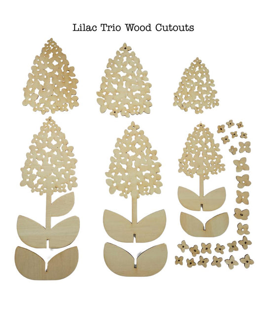Lilac Trio Wood Cutouts