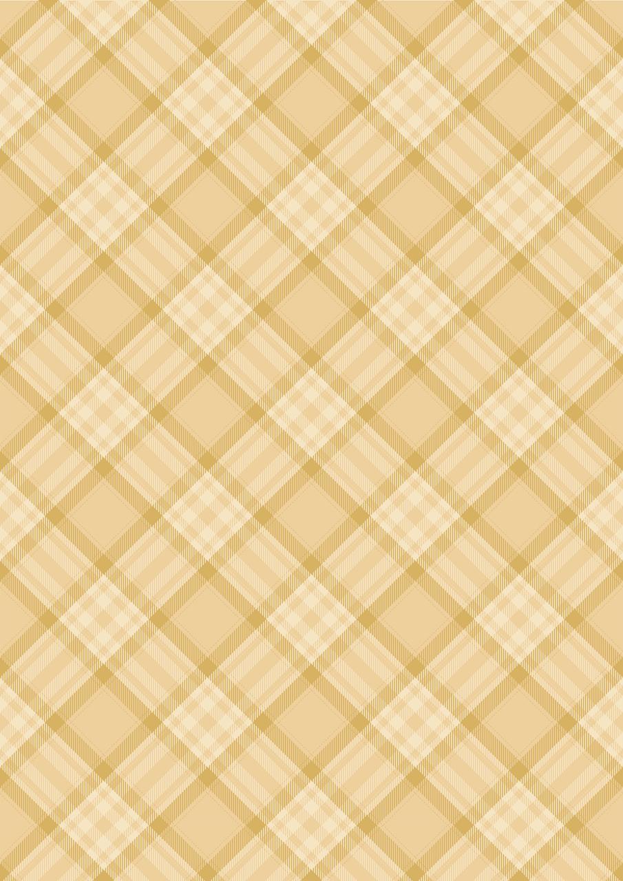 Three panels of fall-themed patterns: the second has a beige and yellow plaid design.