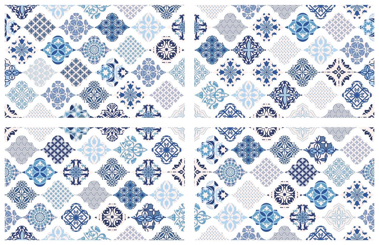 Image of the Sapphire Sonata Transfer. Four sheets of diamond shaped Mexican inspired tile pattern.