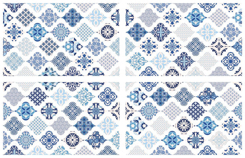 Image of the Sapphire Sonata Transfer. Four sheets of diamond shaped Mexican inspired tile pattern.