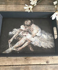 Black Sands Silk All-In-One paint is perfect for painting kitchen cabinets, bathroom cabinets and painting furniture. Serving tray with handles painted with Black Sand Silk All-in-one paint with Floral Ballerina - A1 Rice Decoupage Paper in the center.