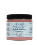 Desert Rose Silk All-In-One paint is perfect for painting kitchen cabinets, bathroom cabinets and painting furniture
This picture shows a container of Dixie Belle Paint Company's Desert Rose CMP.  It is in front of a transparent back.