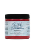 Fiery Sky Silk All-In-One paint is perfect for painting kitchen cabinets, bathroom cabinets and painting furniture.
16 ounce container of the Fiery Sky Silk All-In-One paint on a white background.